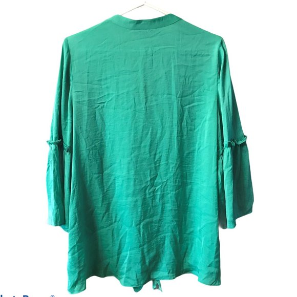 Alfani Women's PLUS Size Tie-Hem Green Blouse NWT - Picture 4 of 8